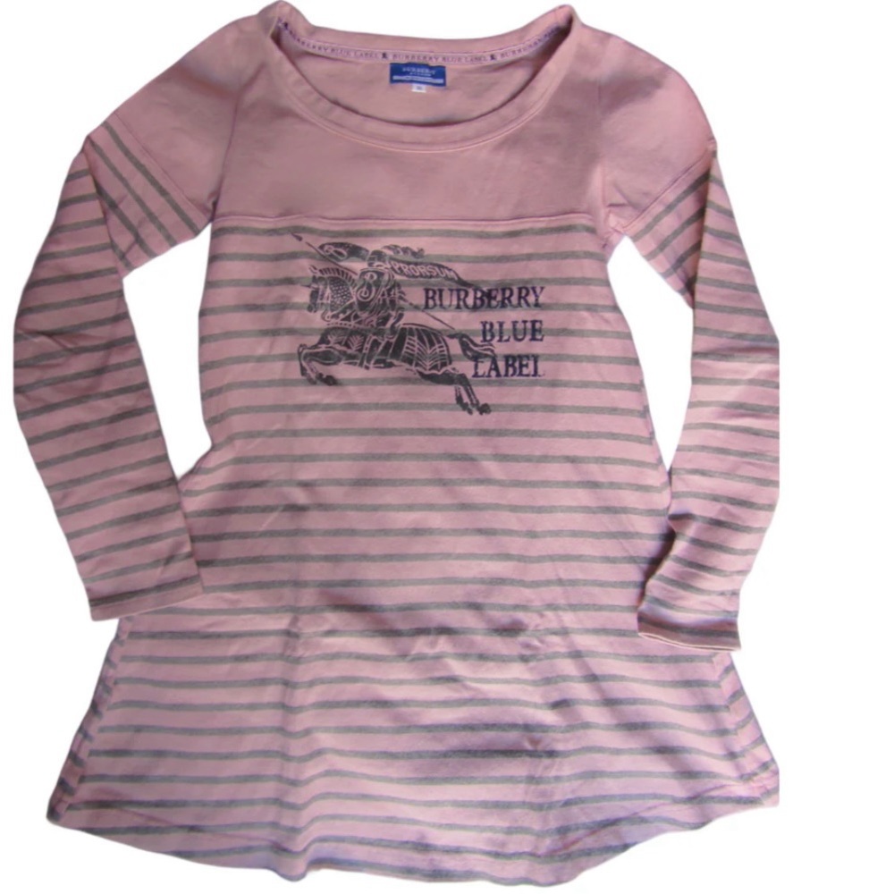 Burberry Blue Label Pink and Gray Striped Dress